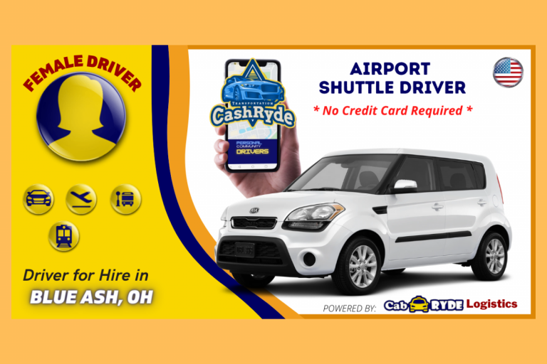blue ash oh airport shuttle driver with 2013 white kia soul 768x512