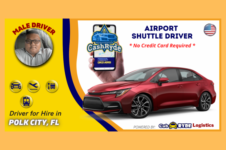 polk city fl airport shuttle driver with 2022 red toyota corolla 768x512